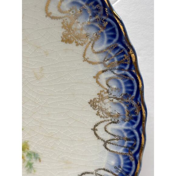 Antique Sterling China Blooming Roses 6" Bread Plate HAND PAINTED Roses - Picture 2 of 7